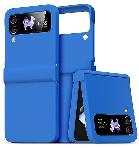 ZCDAYE Samsung Galaxy Z Flip 4 Hülle, Hervorragend texturierte PC Handyhülle Z Flip 4 Handytasche Klappbar Flip Case für Samsung Galaxy Z Flip 4 5G, Blau