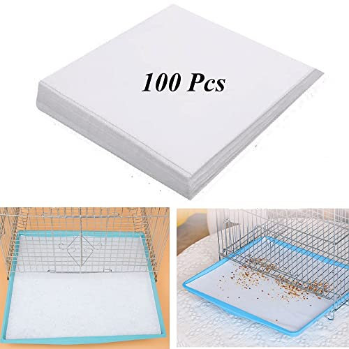 100 Stück Vogelkäfig-Papier, 22.6 cm, Vlies, quadratischer Vogelkäfig-Reiniger, Haustierkissen, vorgeschnitten, saugfähig, Einweg-Pad, Vogelkäfig, Tablett, Matte, Zubehör, Sittiche, Kanarienvögel