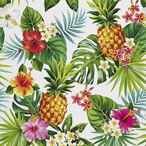 HEKO PANELS Stoff Oxford Wasserdichte Meterware Canvas-Stoff Polyester Stoff Zum Nähen Nähstoffe Möbelstoffe Dekostoffe Wasserabweisend Blickdicht Ananas Tropen Tropical 1 Meter 155 x 100 cm, DX136