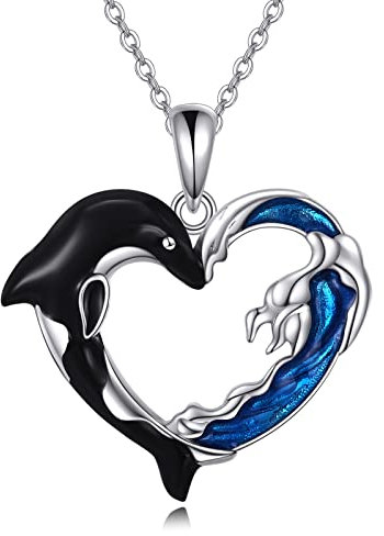 AXELUNA Orca Halskette Sterling Silber Wal Halskette Ozean Anhänger Schmuck Geschenke für Frauen
