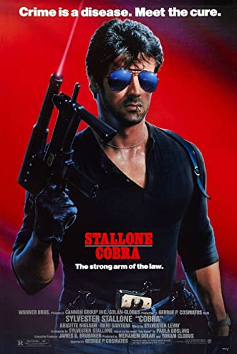 Stallone Cobra Poster A1 - Filmkunstposter in verschiedenen Größen für Wohn- oder Schlafzimmerideen. Randlose Kultfilmbilder, klassische ikonische 70er, 80er, 90er Jahre, Vintage-Retro-Wanddekoration