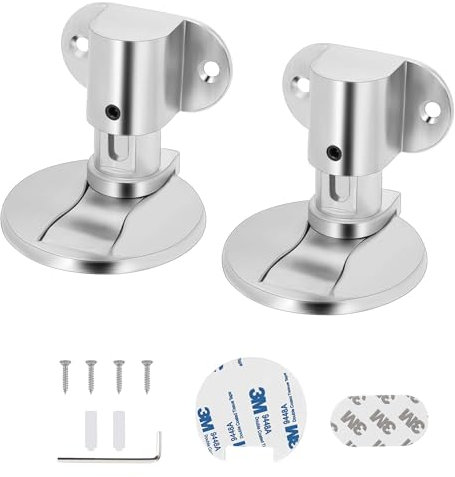 Wewemux Magnetic Door Stop,Adjustable Door Stopper,Floor Mount Door Holder,3M Adhesive No Drilling (silver2)…