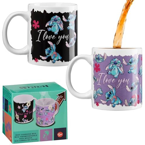 Disney Mug Stitch - Tasse Mug Thermoréactif 30 cl Thé Café - Idée Cadeau - Accessoire Lilo et Stitch Officiel