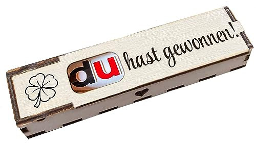 Duplo Geschenkbox mit Gravur inkl. Schokoriegel Holzbox mit Spruch Geschenkidee Schokolade Mitbringsel - Du hast gewonnen