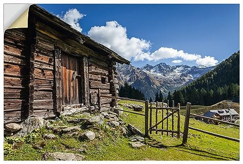 ARTland Wanddeko Wandtattoo selbstklebende Vinylfolie Alte Hütte Bauenhof Alm Natur Berge Alpen Steiermark Österreich U4RH
