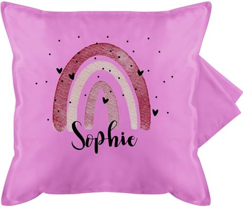 Kissenbezug - Boho Regenbogen I Boho Rainbow - 50 x 50 cm - Pink - personalisiertes Kissen Name namenskissen Bohemian Kita kuschelkissen regenbogenkissen individuell personalisierter Pillow