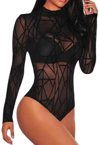 BKEPDY Body Donna Manica Lunga Elegante Sexy Bodysuit Basic Taglio Arete Pagliaccetto Elasticizzato Tinta Unita Casuale Jumpsuits Tops Club del Partito
