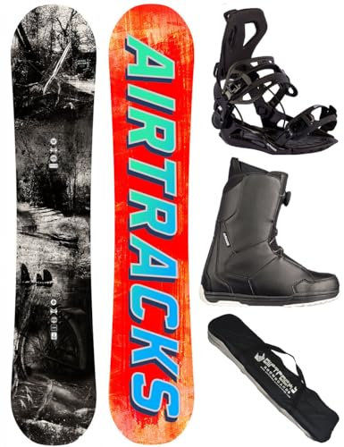 Airtracks Herren Snowboard Set Freeride Freestyle Past & Future Wide Hybrid Rocker 162 - Snowboard Bindung Master - Snowboardboots Master ATOP 46 - SB Bag