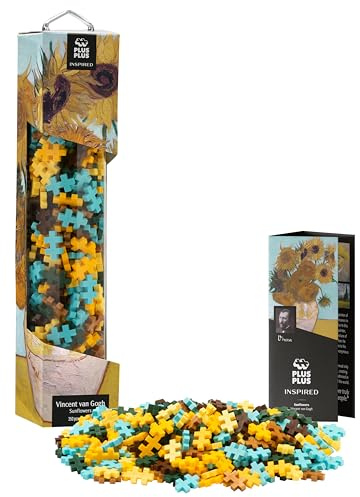 Plus-Plus 5163 Geniales Konstruktionsspielzeug, Sonnenblumen von Vincent Van Gogh, Inspired-Edition, Kreativ-Bausteine Tube, 350 Teile, Sunflowers