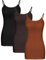 WILLBOND Lange Basic-Tanktops für Damen, verstellbare Spaghettiträgern, Camisole-Oberteil, 3 Stück, Groß