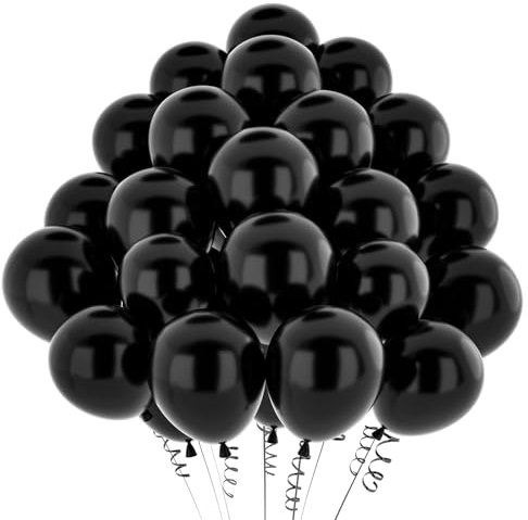 hpnparty Luftballons Schwarz Metallic, 100 Stück 12 Zoll Schwarz Luftballons,helium ballons Latex ballon für Geburtstagsdeko, Babyparty, Hochzeitsdeko, Taufe Deko, Partydeko