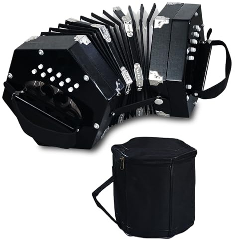 Concertinas,20-key accordion for adults, professional accordion for beginners, adjustable hand straps, instrument accessories (BLACK)