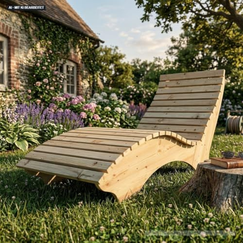 TUGA - Holztech Gartenliege Relaxliege Himmelssofa Ruhe-Vroni (Lärche) 2-teilig stehend Breite 70cm Waldsofa