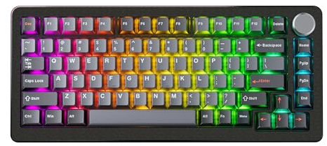 DrunkDeer A75 Pro Rapid Trigger Silent Magnetic Switch Mechanical Gaming Keyboard ANSI Adjustable Actuation RGB PBT Keycap 75% TKL 82Keys Wired Cherry Profile USB with Knob