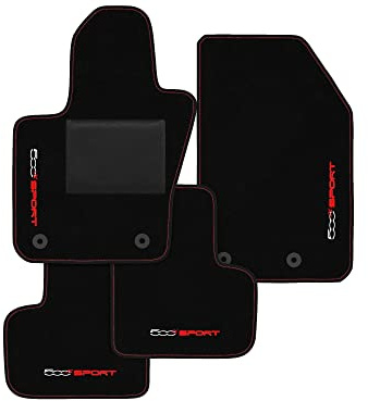 Tappetini compatibili con Fiat 500X 2015-2025 Lato passeggero con sistema di fissaggio, Kit tappetini personalizzati Tappetini per auto Sport