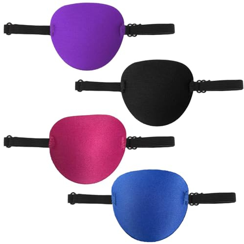 4 Stück Verstellbare Weiche Augenklappe, Verstellbare 3D-Augenklappen, Amblyopie-Augenpolster, Einzelne Augenklappe, für Erwachsene und Kinder Linderung Amblyopie Oderstrabismus (Vier Farben)