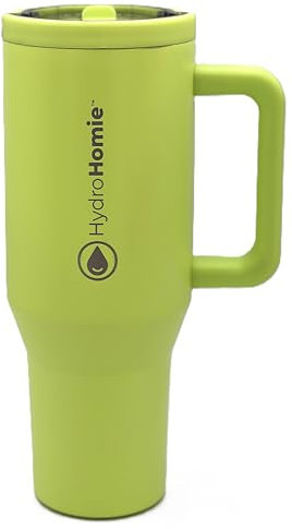 HYDRO HOMIE The Nomad 40oz Tumbler – Flip Straw Lid with Handle and Rubber Base, Travel Car Cup Holder Friendly and 100% Leak Resistant - Do The Honeydew