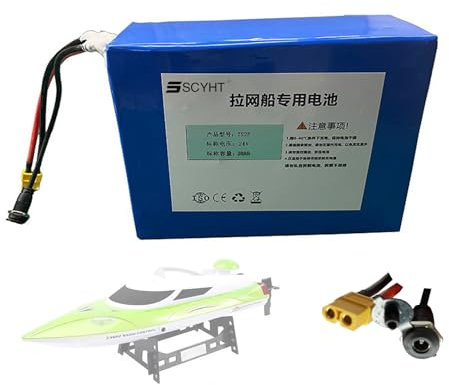 SSCYHT Batterie Rechargeable Remplacement 24V 20Ah Batterie Lithium 7S2P Batterie Li-ION pour Bateau Traction Filet/Bateau Fabrication d'appâts/Bateau RC Batterie de Rechange