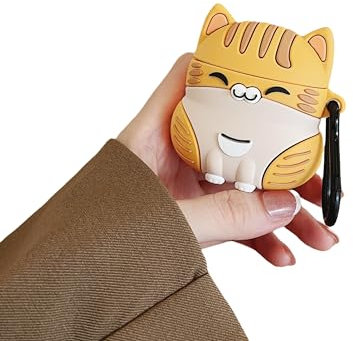 CrazyLemon per AirPods 4 (2024), custodia in silicone morbido per cuffie AirPods 3D, caricatura animale, ragazza, ragazzo, cool divertente e carino custodia protettiva per cuffie e custodie - gatto