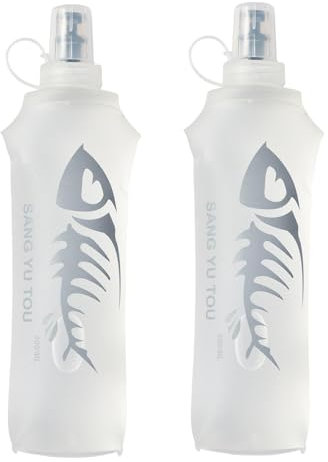 Gourde Souple Running 500ml, 2 Pièces Flasque Running, Bouteille d'eau Gourde Sport Pliable Poche Hydratation, Réservoir d'eau Flacon pour Sports de Plein Air Randonnée Cyclisme Camping Jogging