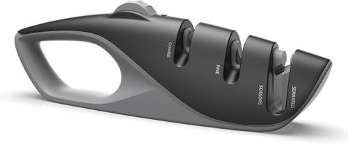 Manuelle Messerschärfer mit 3 Stufen 5 in 1，Profi Messerschleifer 5 Winkelverstellung Wolframstahl für Grob und Spezialkeramik für Feinschliff Knife Sharpener Schärfen Aller Messer/Scheren