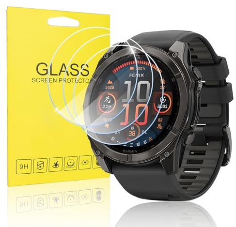 Shesyuki 3er Pack Displayschutzfolie kompatibel mit Garmin Fenix 8 51mm, HD-Transparentes gehärtetes Glas Bildschirmschutz, Anti-Kratzer, berührungsempfindlich