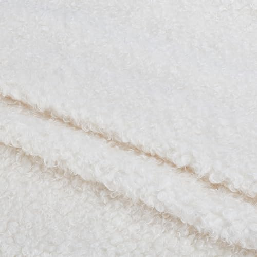 MAYJOYDIY 0.5m Weißer Gelockter Sherpa Fleece Stoff 1.6m Lammfell Gefüttertes Material Gelockter Fleece Kunstwolle Stoffe Für Teppiche Läufer Kleidung Dekoration Haustier Kissen