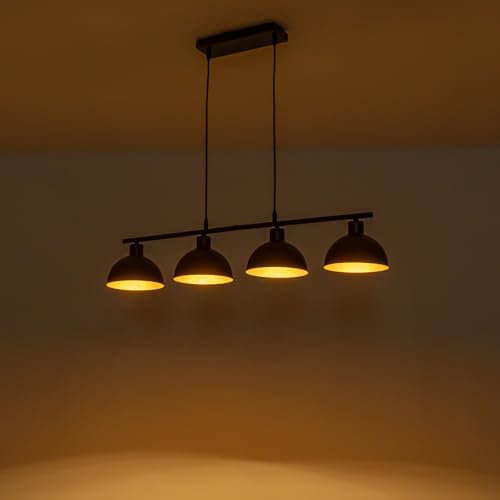 WILON Pendelleuchte Esstisch Schwarz,Esszimmerlampe Hängend 4 Flammig, Metall Lampenschirm Hängelampe, Wohnzimmerlampe Decke Hängend (Ohne Lichtquelle)