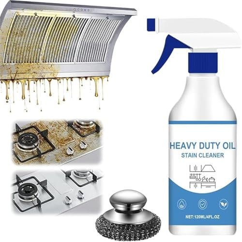 Heavy Duty Kitchen Degreaser Spray - Non-Toxic Foaming Cleaner for Ovens, Hobs, Range Hoods, Air Fryers & More, Streak-Free & Gentle Formula (120ml)