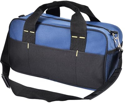 14-inch Tool Bag, 9 Pockets Tools Storage Bag, Medium Tool Organizer with Adjustable Shoulder Strap, Portable for Electrician, Car Repair, Drill, Garden | 35 x 20x 13 cm, Blue
