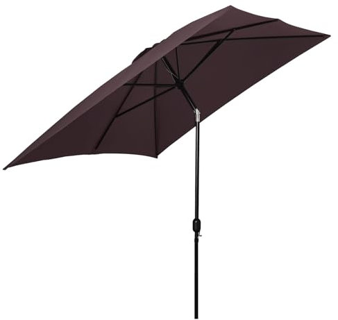 Parasol De Jardin Parasol Droit Inclinable Rectangulaire Aluminium Polyester Haute Densité 3 X 2.0m - 4 Couleurs(Coffee)