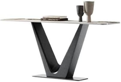 Bout de Canapé Table console moderne, table d'entrée en faux marbre avec base en métal et capteur de lumière, console étroite adaptée au salon, à l'entrée, au couloir Table d’entrée(Noir,Petit)