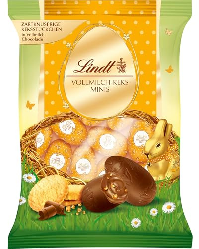 Lindt Schokolade | Mini-Eier Keks | 100g | Mini Vollmilch-Schokoladeneier mit zartknusprigem Keks | Ostereier | Perfekte Oster-Schokolade zum Teilen & Genießen