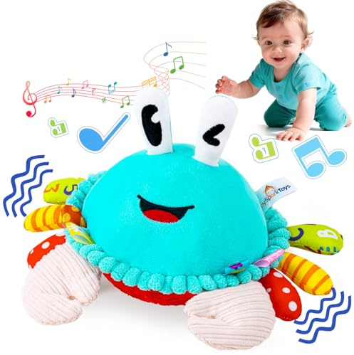 Musical Crawling Crab Plush Toy, Interactive Baby Toy for 6–18 Months Old