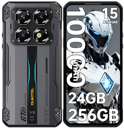 OUKITEL WP60 5G Telephone Incassable Android 15-10000mAh Telephone Portable Incassable,24(8+16) GO+256GO/2TOTF,120Hz Smartphone Incassable 7.2 Pouces,108MP+32MP/5G/GPS/NFC/OTG,Noir