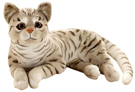 Xiyocadt Kuscheltier Katze Lebensecht, Katze Kuscheltier, 30cm Simulation Kurzhaar Nette Katze Puppe,Flauschigen PlüSch KäTzchen, PlüSchfiur Spielzeug FüR Kinder Frauen (36cm,Graue Streifen)