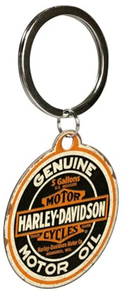 Nostalgic-Art Retro Schlüsselanhänger, Ø 4 cm, Harley – Genuine Motor Oil | Original Harley-Davidson Lizenzprodukt (OLP), aus Metall, Vintage Design, Geschenk-Idee für Biker