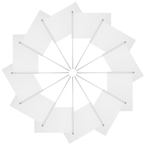 ROMISBABA 48pcs White Waving Flag Set for Instructor and Referee Use Easy to Assemble Polyester and Plastic Flags for Community Events and Parties Design Your Own with These Commanding