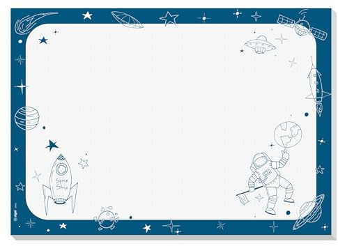 SIGEL Malblock Kinder DIN A3 Weltraum Papier-Schreibtischunterlage | HO955, 30 Blatt mit Weltraummotiven zum Malen und Gestalten