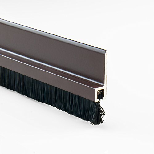 DQ-PP Türbodendichtung | Aluminium | 98 cm | Braun | Selbstklebend | Streifenbürste | Türbürstendichtung | Türdichtung | Bodenabdichtung mit Bürste | Dichtbürste | Bürstenleiste