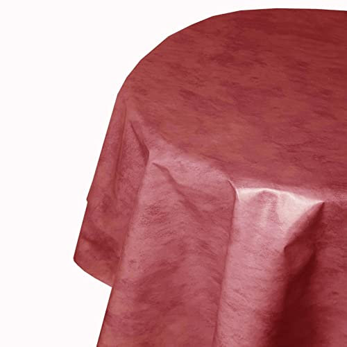 Wachstuch Leicht Marmoriert RUND OVAL Größe & Farbe wählbar Rund 130 cm Rot abwaschbare Tischdecke