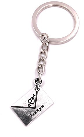 H-Customs Lettre d'amour Loveletter Porte-clés Pendentif en métal argenté
