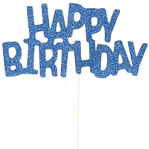 AILEXI Handgefertigt 1 GRAF Alles Gute zum Geburtstag Glitter Kuchen Dekorieren Topper - Happy Birthday Blau