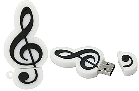 128GB Musique Note Forme des clefs USB, Stylo Drive Memoria Flash Reste pendrives Disque Flash USB clé USB u Disquette clé USB USB 2.0 Pen Drive pendrive (White)