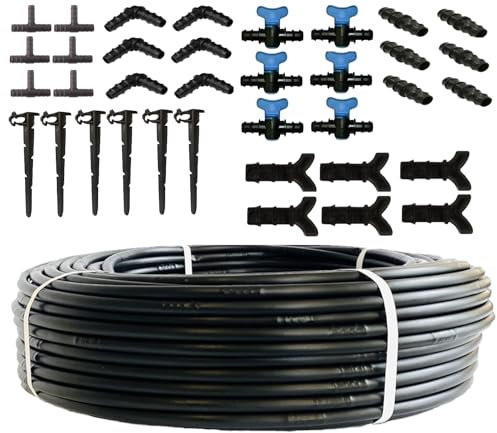 Manguera de riego de 100 m, 16 mm, incluye 30 accesorios (100 metros + accesorios), manguera de riego de jardín
