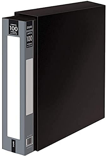 DOHE - Porte-vues 100 pochettes PP (80 mic) Noir Dos personnalisable - Boîte incluse