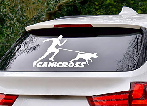 Hundesport - Aufkleber *Canicross Mann* (50x30cm) in vielen Farben Auto Hänger KFZ (Rot)