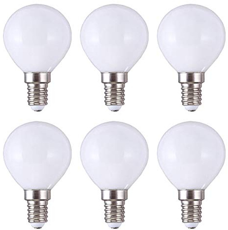 Lxcom Lighting G45 LED Bulb 5W Globe Vanity Light Bulb E14 Candelabra Base 50W Equivalent Cool White 6500K LED Round Light Bulb 500LM for Makeup Mirror Bathroom Home Lighting, 6 Pack