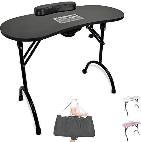 Beltom® Maniküretisch mit Absaugung Nageltisch Tragbaresmanikürtisch Mobilesmanikürtisch - 12 KG - 98 x 44 x 77 cm - Schwarz