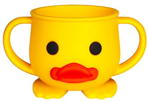 nohlerlife Tazza per bambini, Sippy Cup in silicone, 200 ml Tazza con cannuccia senza BPA, per microonde e lavastoviglie, 6 mesi, stoviglie in silicone per bambini (Giallo)